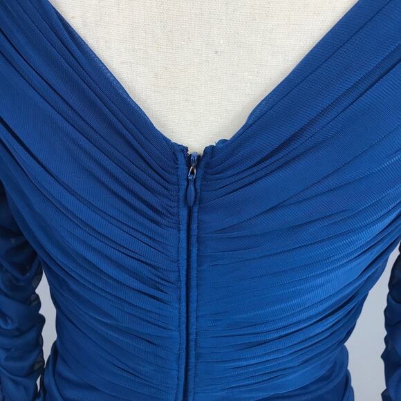 Adrianna Papell Occasions Blue Rushed Gown Dress  Jewels size 6 - Picture 10 of 14